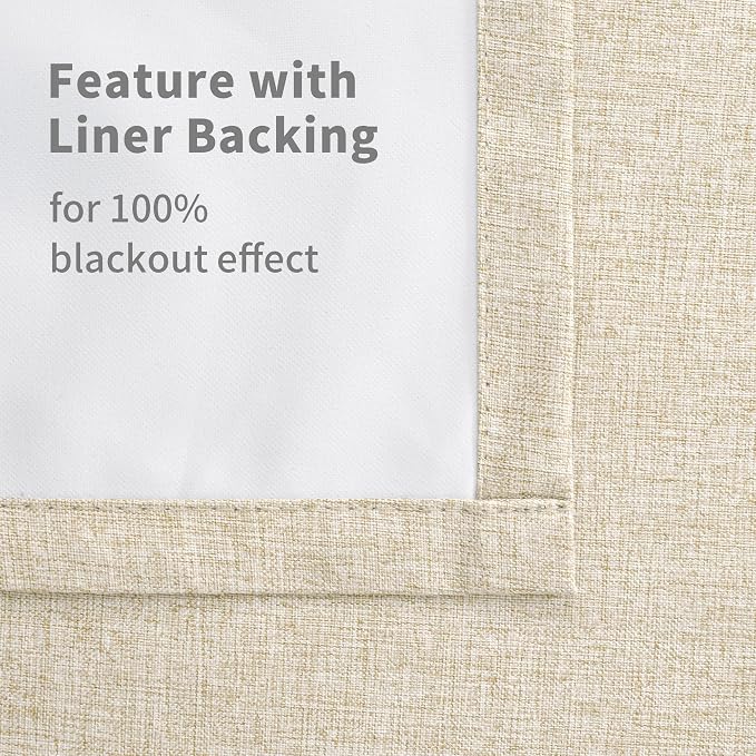 YoungsTex Natural Linen 100% Blackout Curtains 54 Inches Long, Thermal - Image 8
