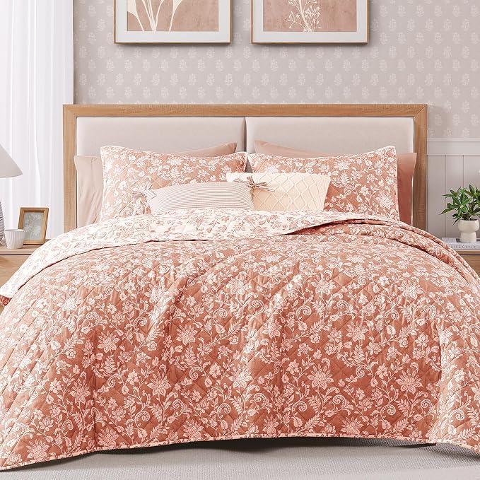 Twin/Twin XL Quilt Set-2 Pieces Soft Bedding Floral Reversible Coverlet | All by BLOOMHAVEN