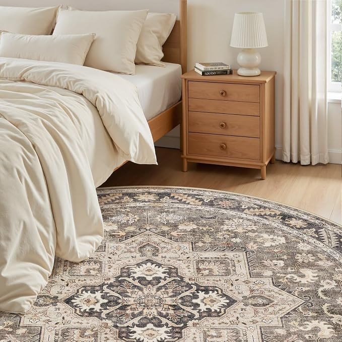 cotiled 5ft Round Living Room Area Rug, Traditional, Dining Room, and Home - Image 5