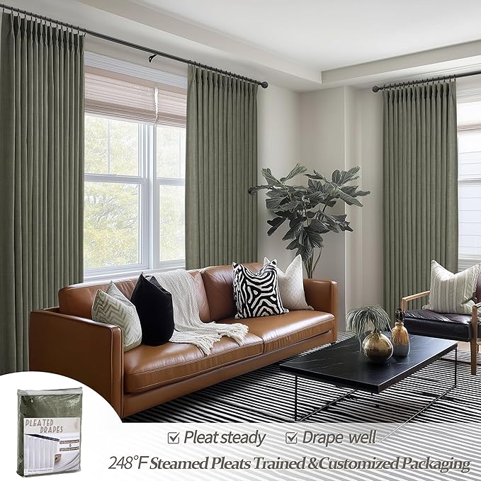100% Blackout Greenish Gray Curtains 90 Inches Long - Image 7