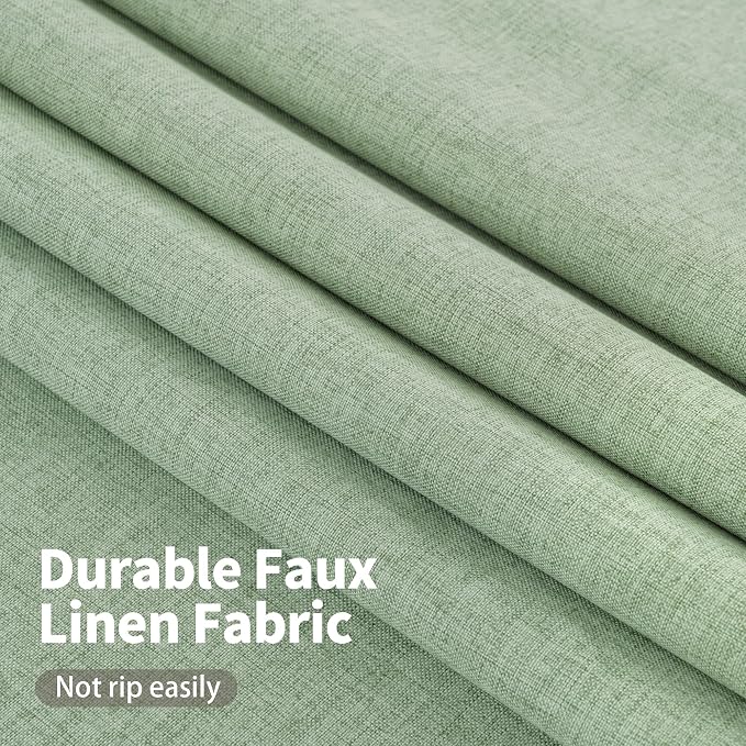 YoungsTex Light Green Linen 100% Blackout Curtains 63 Inch Length - Image 5