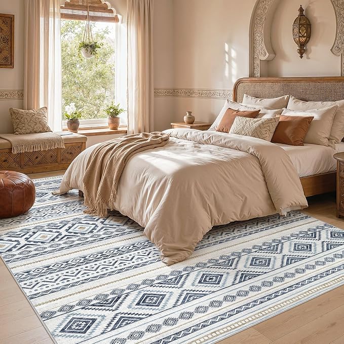 cotiled Boho 5x8 Area Rugs for Living Room: Soft Moroccan Washable Rug | Solve - Image 5