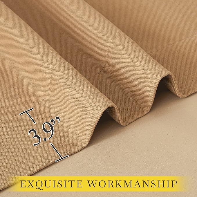 NICETOWN Thick Faux Linen Room Darkening Caramel Curtains 108 inches Long - Image 8