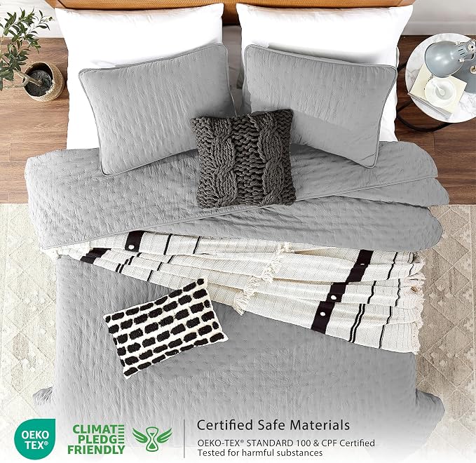 ROARINGWILD Light Grey Twin Size Quilt Bedding Sets - Image 2