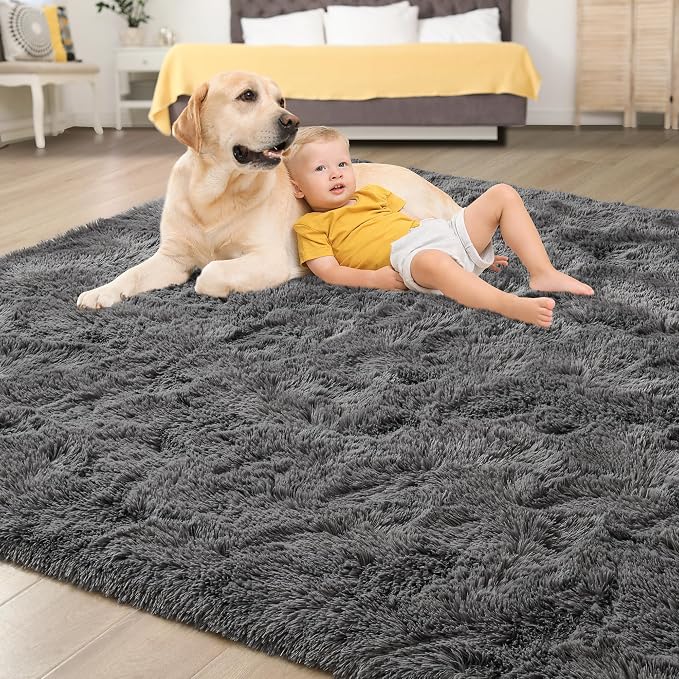 Fluffy Large Rugs for Living Room, Shag Area Rug 6x9 Soft Carpet for Bedroom - Image 4
