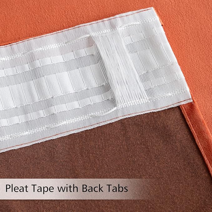 MIULEE Fall Burnt Orange Velvet Blackout Curtains Pinch Pleat 52" Wx96 L | 2 - Image 3