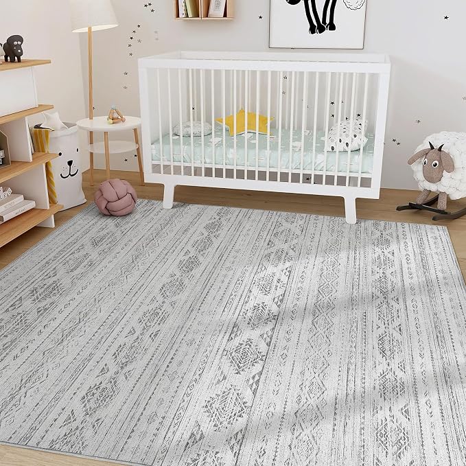 Nakagishi 10x12 Area Rug Living Room: Washable Boho Large Neutral Soft - Image 8
