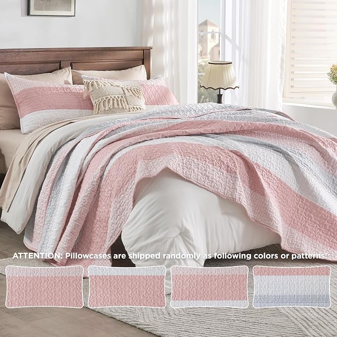 King Size Quilt Set Pink - Image 4