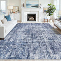 9x12 Washable Area Rug for Living Room Bedroom: Non-Slip Modern Navy Blue | by Oriannal