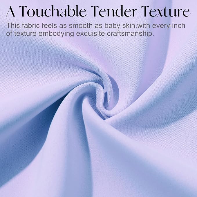 Etherealveil Lavender Purple Pinch Pleated Blackout Curtains 2P 40"x63" | Back - Image 8