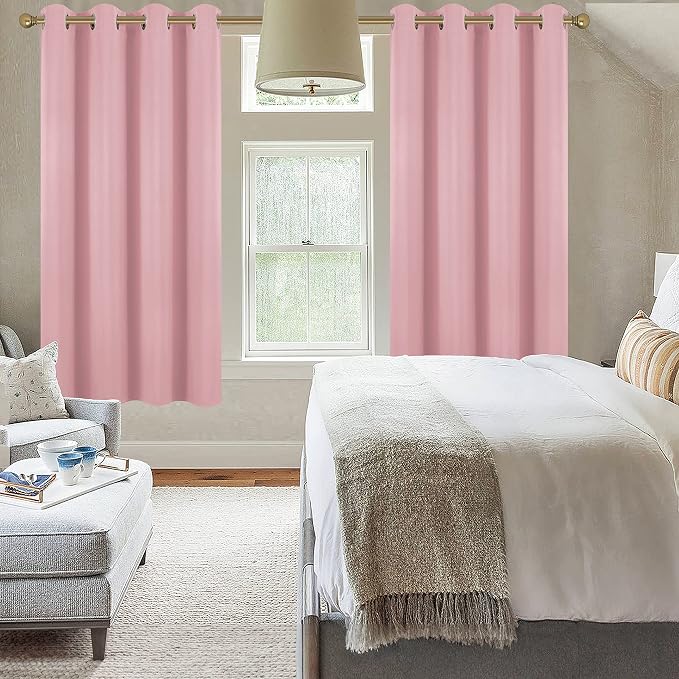 Diraysid Pink Grommet Blackout Curtains - Image 7