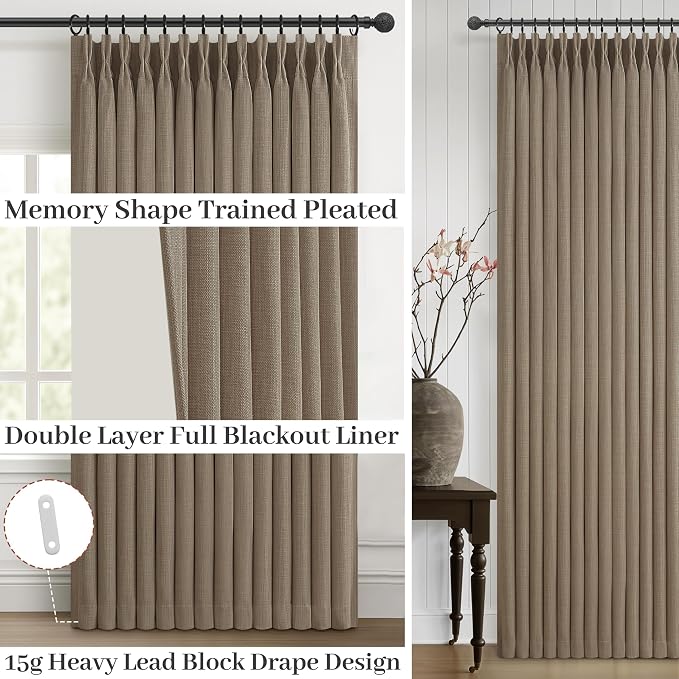 Linen Blackout Extra Short Kitchen Curtains 45 Inch Length, Memory Trained - Image 4