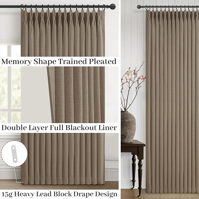 Extra Wide 70 Inch Natural Linen Blackout Bedroom Curtains 90 Inches Long 2 - Image 4