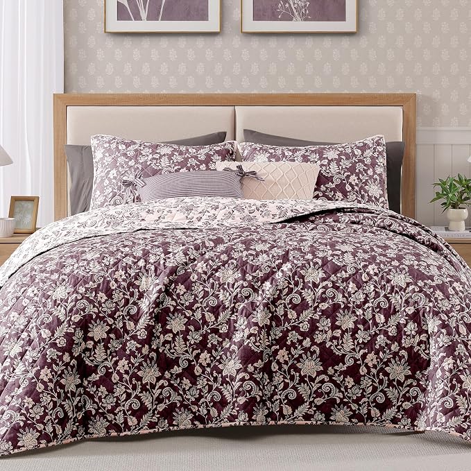 Twin/Twin XL Quilt Set-2 Pieces Soft Bedding Floral Reversible Coverlet | All by BLOOMHAVEN