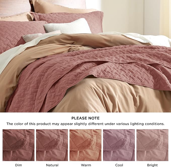 Bedsure Queen Size Quilt, Lightweight Comforter Set, Basket Weave, All-Season - Image 7