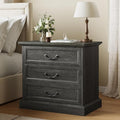 Huuger Nightstand with Charging Station, 3 Drawer Night Stand | 22 Inch Wider by Huuger