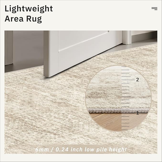Soalmost 10x12 Area Rugs for Living Room Washable Rug Non-Slip Beige | Large - Image 7