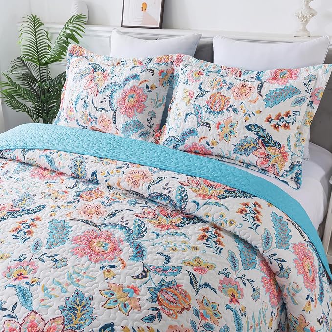 BEDIFANY Garden Cotton Fill King Size Quilt Set, Lightweight Bedspread King | - Image 3