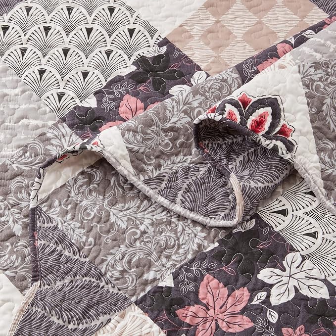 Full/Queen Size Quilt Set 3 Pieces Lightweight Reversible Bedspread-90''x98'' - Image 5