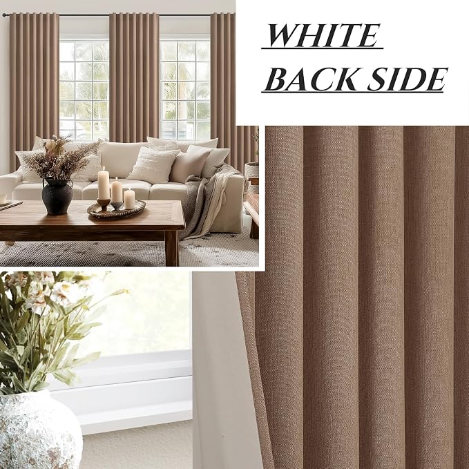 100% Blackout Curtains 86 Inch Length 2 Panels Set Farmhouse Style - Image 7