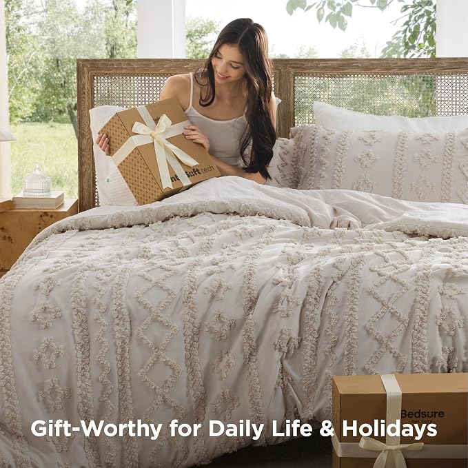 Bedsure Tufted Boho Comforter Set Twin Size - Image 4