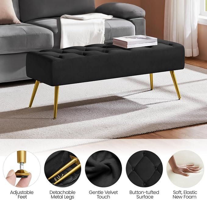 Yaheetech 45in Velvet Bench Seat - Image 6