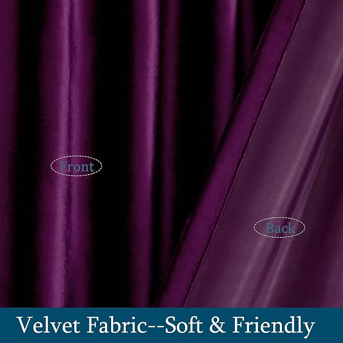 PRIMROSE Purple Velvet Curtains 96 inch Long - Image 4