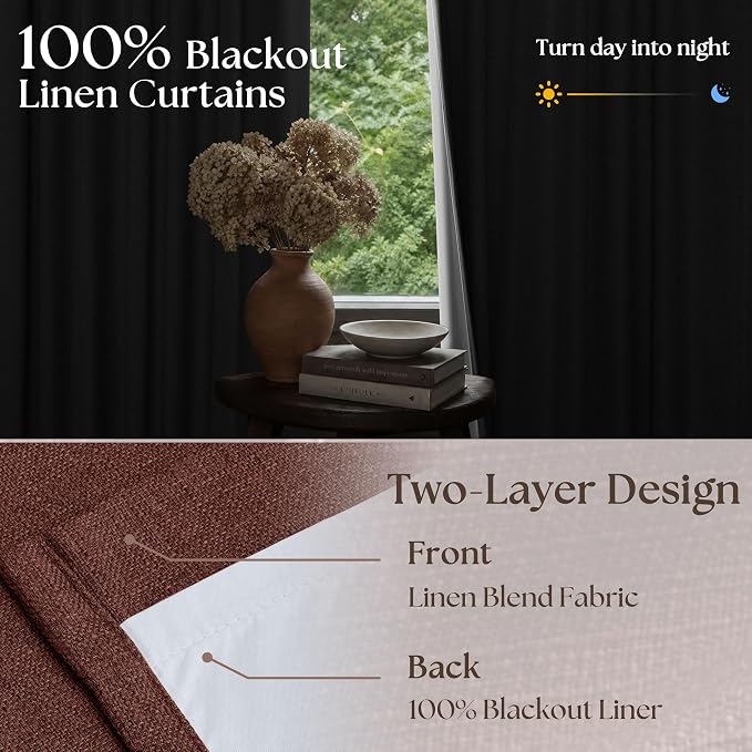 Red Brown 80 Inch Pinch Pleated Black Out Curtains 2 Panel Set | Pinch Pleat - Image 2