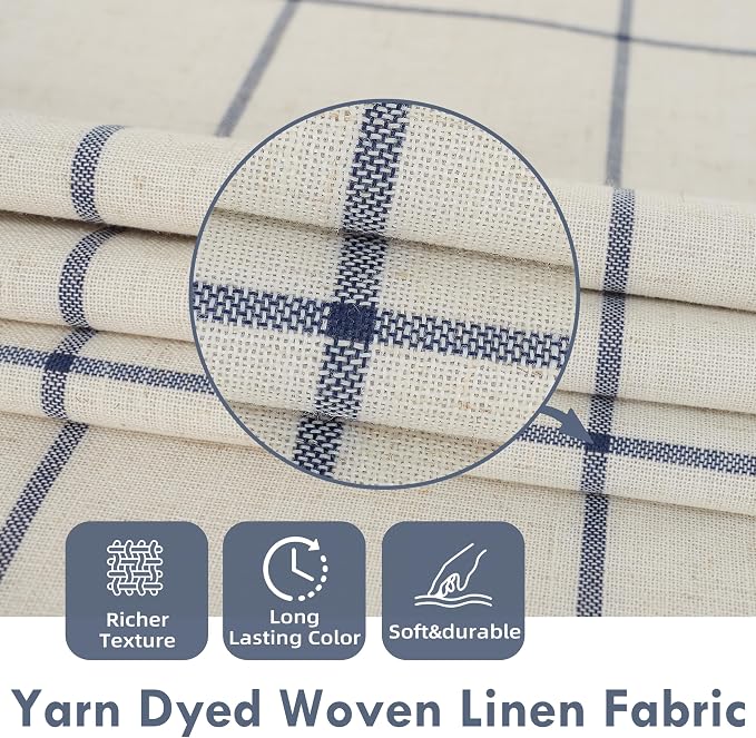DriftAway 100% Blackout Plaid Curtains 102 Inches Long 2 Panels Navy Blue | - Image 3