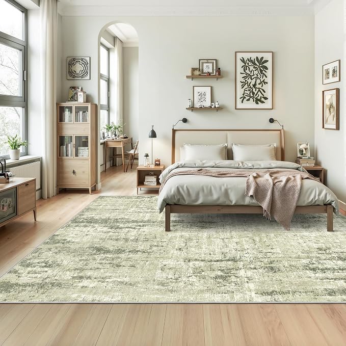 7x9 Area Rug, Abstract Washable Area Rugs - Image 4