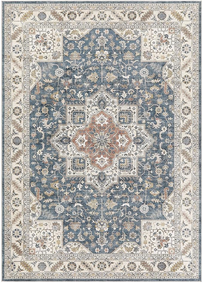 cotiled 10x12 Area Rug for Living Room, Traditional, Vintage Blue | Soft - Image 10