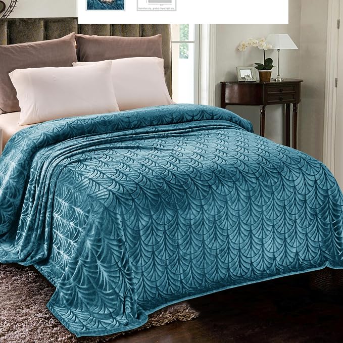 Whale Flotilla Soft Flannel Fleece King Size Bed Blanket, Teal | Cozy by WHALEFLOTILLA