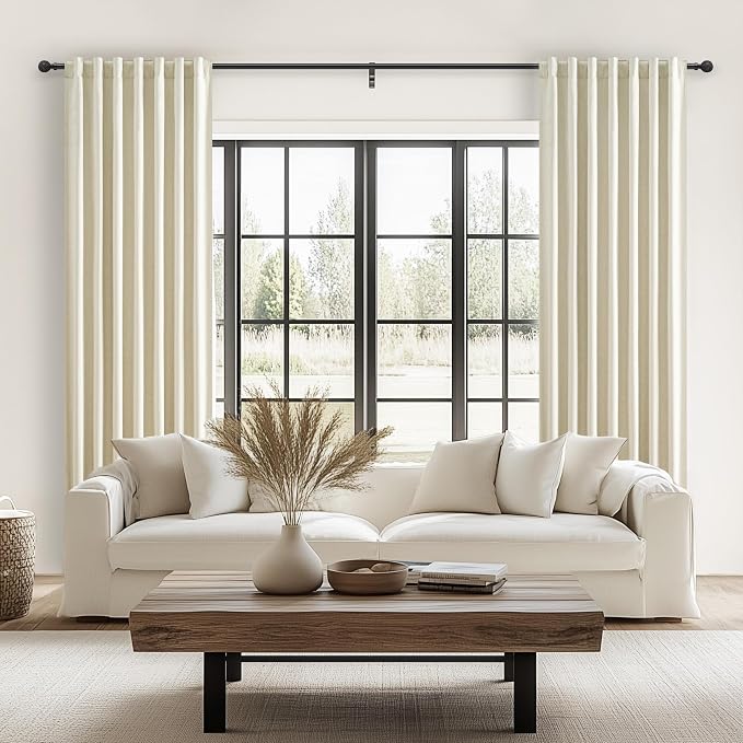 QJmydeco Linen Blend Cream Colored Curtains 102 Inches Long - Image 5