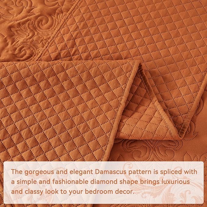 Burnt Orange 138x122 Extra Wide Oversized King Quilts - Image 5