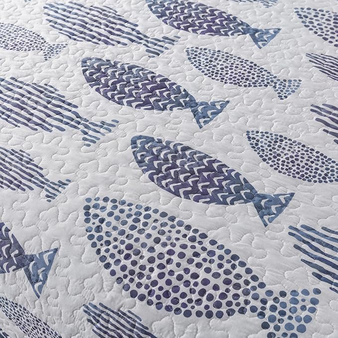 SLPR - Coastal Nautical Fish Quilt Set, King - Image 4