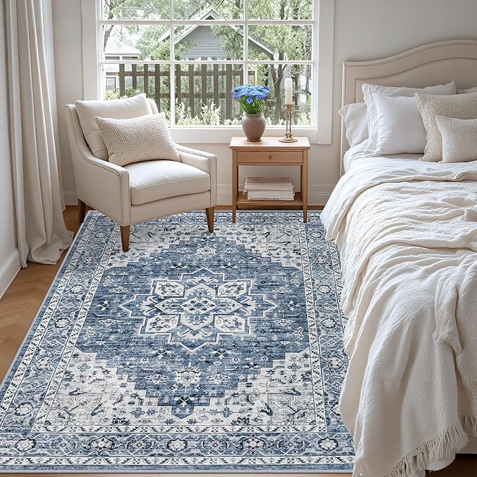4x6 Area Rugs Living Room: Washable Vintage Rug - Image 3