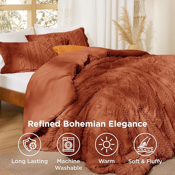 Bedsure Tufted Boho Comforter Set Queen Size - Image 2