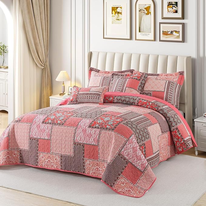 VAPUTAR 100% Cotton Face Quilts Queen Size, Queen Coverlet Set Suitable - Image 7