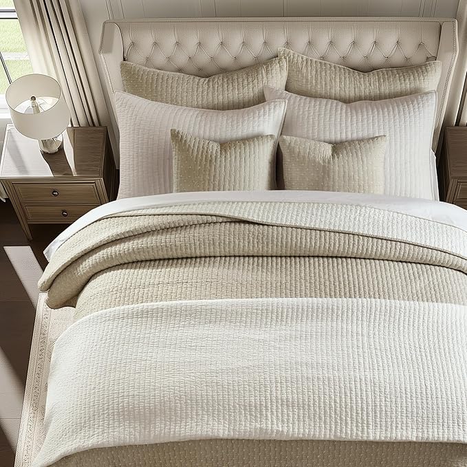 Levtex Home Cross Stitch Reversible King/Cal King Quilt Set and 2 Pillow Shams - Image 3