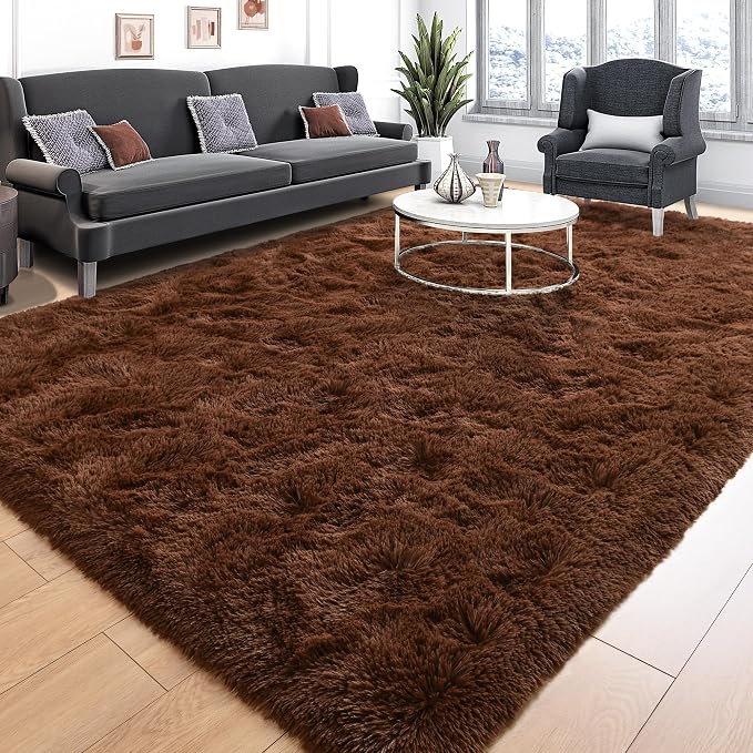 6x9 Brown Area Rugs for Living Room Bedroom, Soft Fluffy Plush Shaggy Girls - Image 2