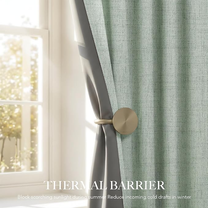 RYB HOME Sage Green 100% Blackout Curtains 108 Inch Long - Image 5