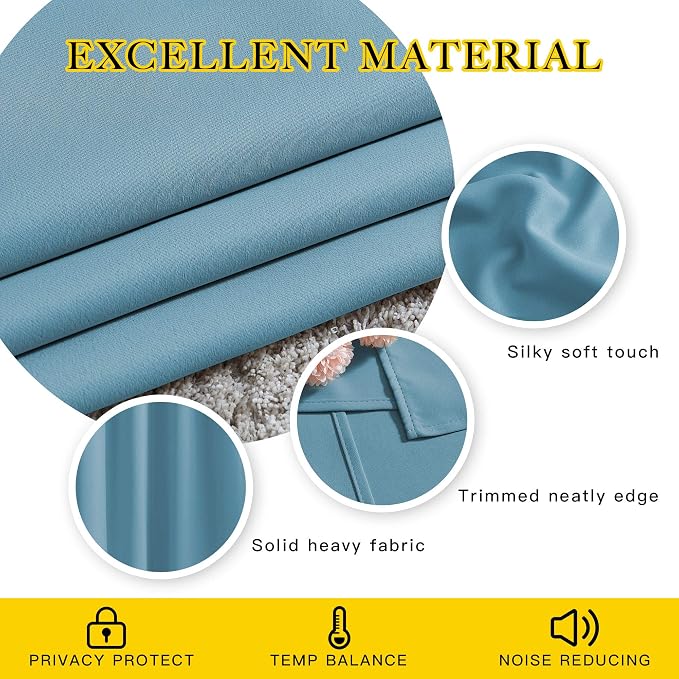 NICETOWN Blackout Living Room Curtains Teal Blue - Image 4