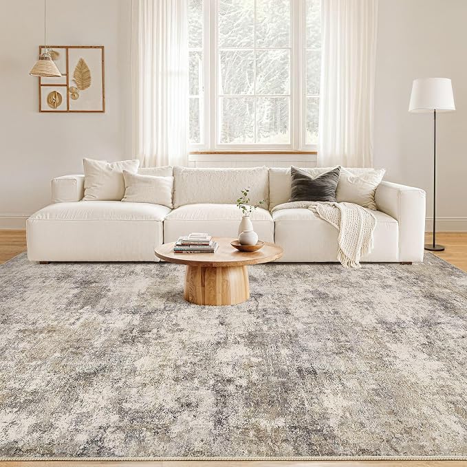 Nakagishi Boho 9x12 Area Rug Living Room Rugs Machine Washable Brown Grey | Soft - Image 4