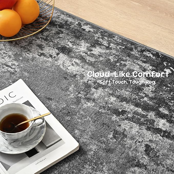 3x7 Black Rug Runners for Hallways Kitchen Runner Rug Non Slip Washable Black - Image 6