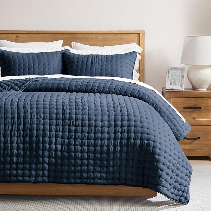 WDCOZY Navy Blue King Size Quilt Bedding Sets by WDCOZY