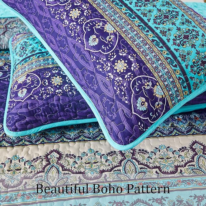 WONGS BEDDING Boho King Quilt Bedding Set, 3 Pieces Soft Bedspread, Breathable - Image 6