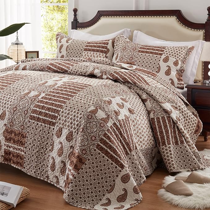 Quilt Set King Size 3 Piece Bedspread Coverlet Lightweight Comforter Microfiber by LEAONME