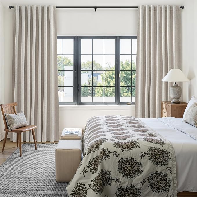 QJmydeco 100% Blackout Curtains 45 Inches Long 2 Panels Set, Short Linen Heat - Image 8