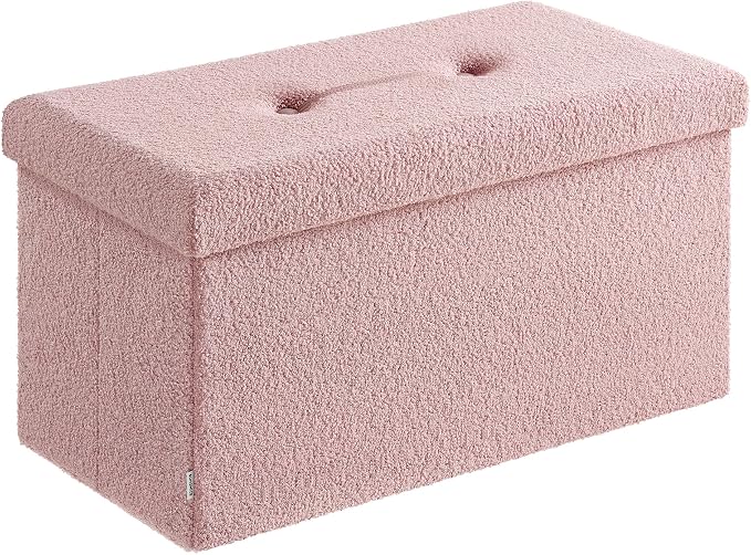 SONGMICS Medium Folding Storage Ottoman Bench, Load up to 660 lb, Jelly Pink by Unknown