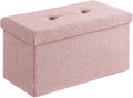 SONGMICS Medium Folding Storage Ottoman Bench, Load up to 660 lb, Jelly Pink by Unknown